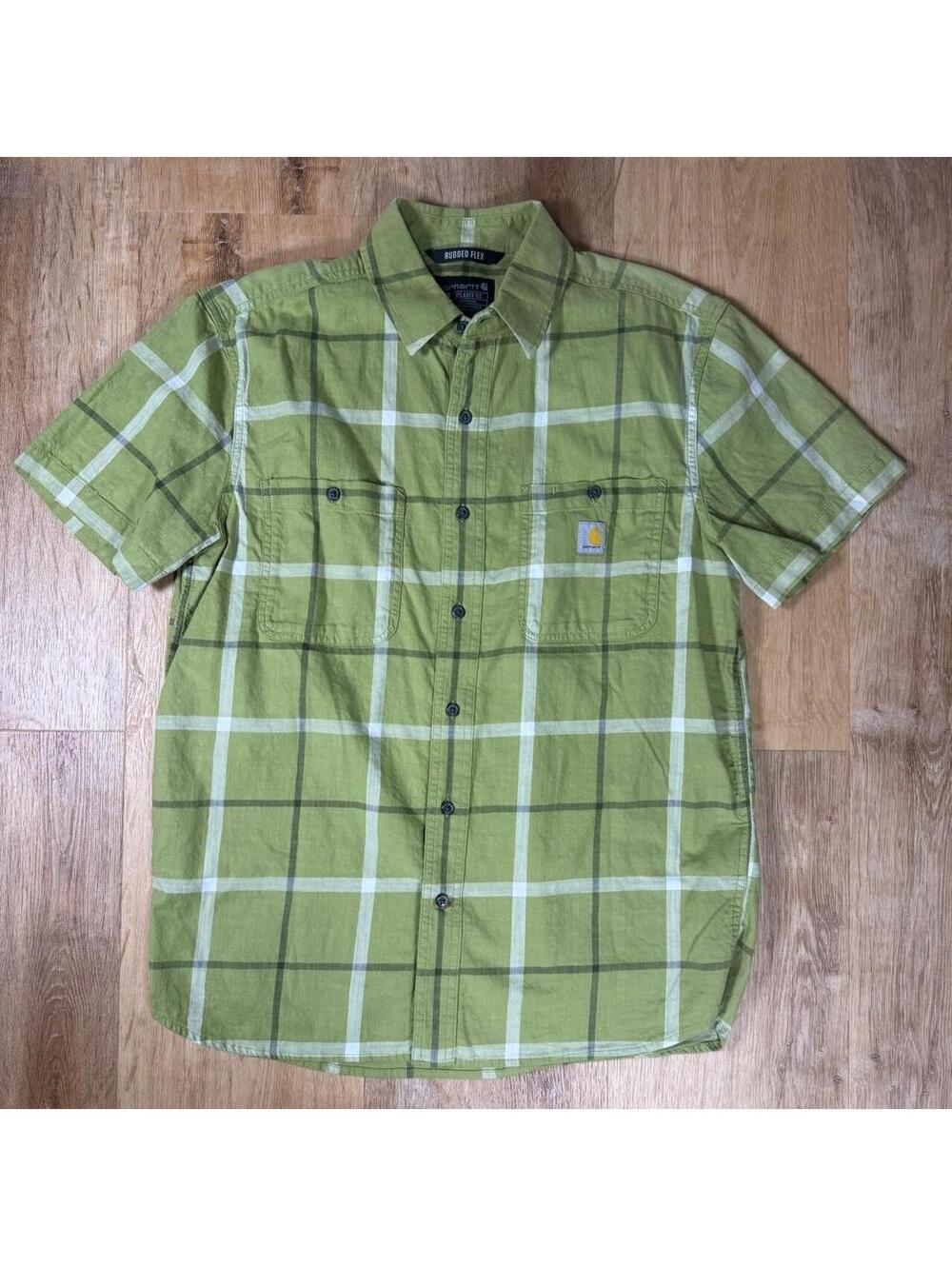 Y2K Carhartt Plaid Button-Up – Green (M)